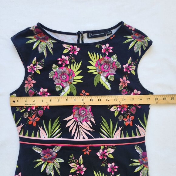 New York & Company Floral Print Sleeveless Dress Black Pink Casual Comfy Cute - Picture 10 of 10